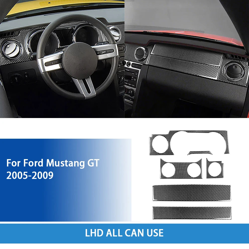 For Ford Mustang GT 2005—2009 Car Accessories Carbon Fiber Interior Door Console Gear AC Vent Panel Trim Sticker Modification
