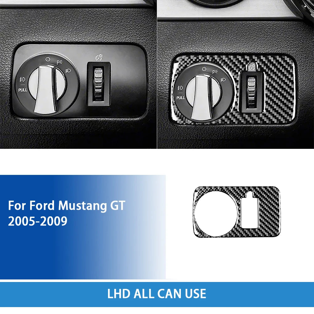 For Ford Mustang GT 2005—2009 Car Accessories Carbon Fiber Interior Door Console Gear AC Vent Panel Trim Sticker Modification