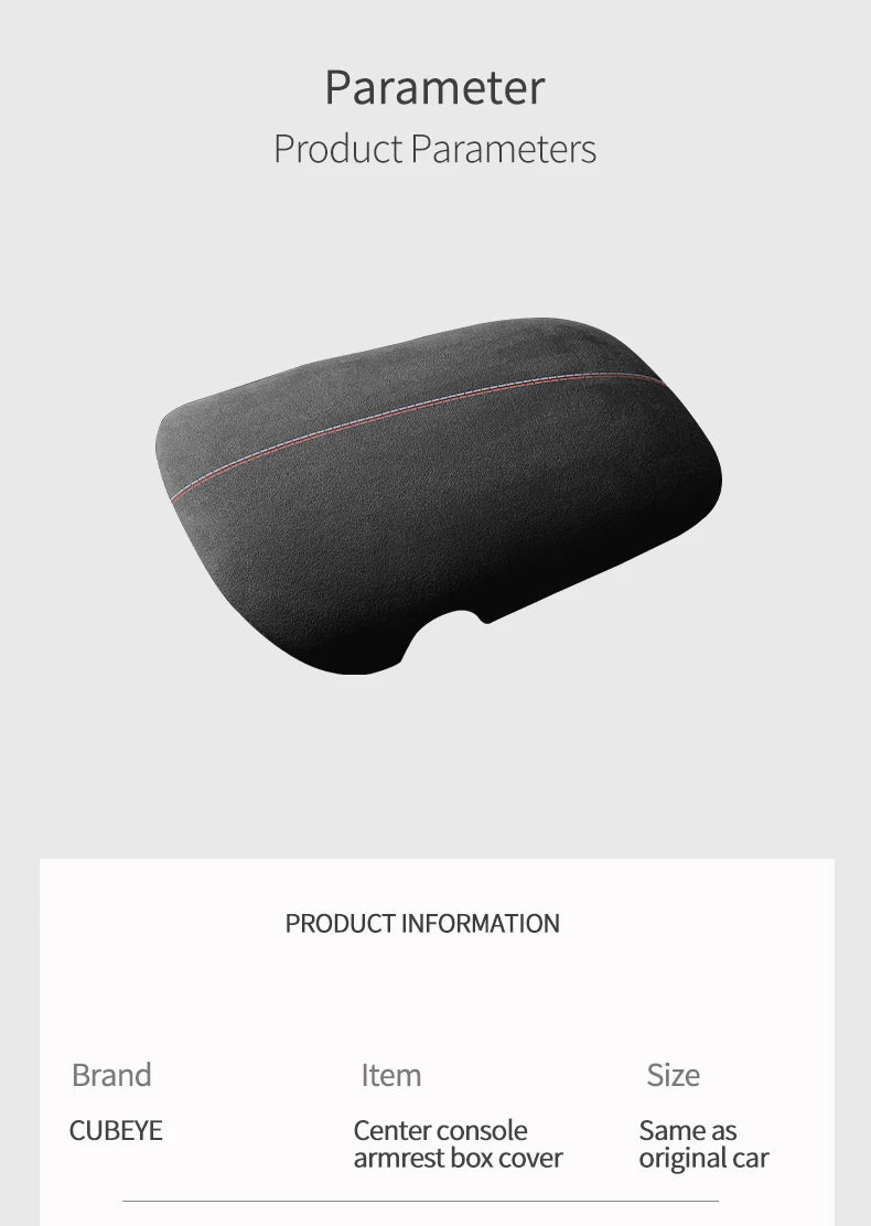 Made of Alcantara For Mustang Seat Armrest Box Boot Cover Decorative Trim Sticker Car Interior Performance Tuning Accessories