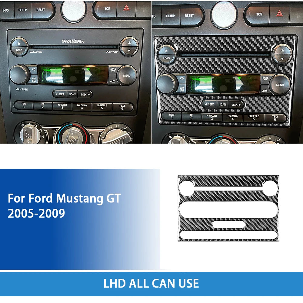 For Ford Mustang GT 2005—2009 Car Accessories Carbon Fiber Interior Door Console Gear AC Vent Panel Trim Sticker Modification