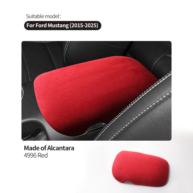 Made of Alcantara For Mustang Seat Armrest Box Boot Cover Decorative Trim Sticker Car Interior Performance Tuning Accessories