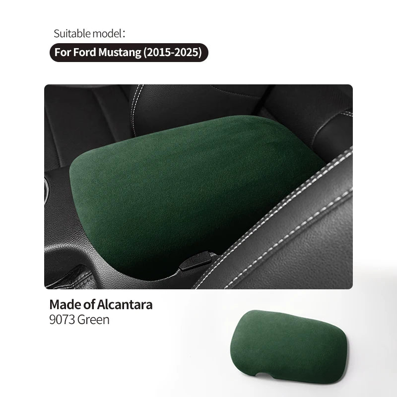Made of Alcantara For Mustang Seat Armrest Box Boot Cover Decorative Trim Sticker Car Interior Performance Tuning Accessories