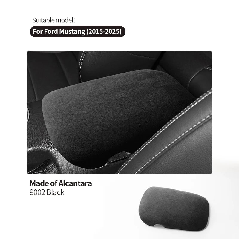 Made of Alcantara For Mustang Seat Armrest Box Boot Cover Decorative Trim Sticker Car Interior Performance Tuning Accessories