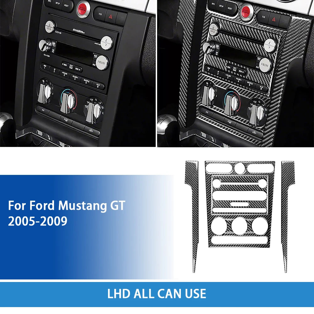 For Ford Mustang GT 2005—2009 Car Accessories Carbon Fiber Interior Door Console Gear AC Vent Panel Trim Sticker Modification