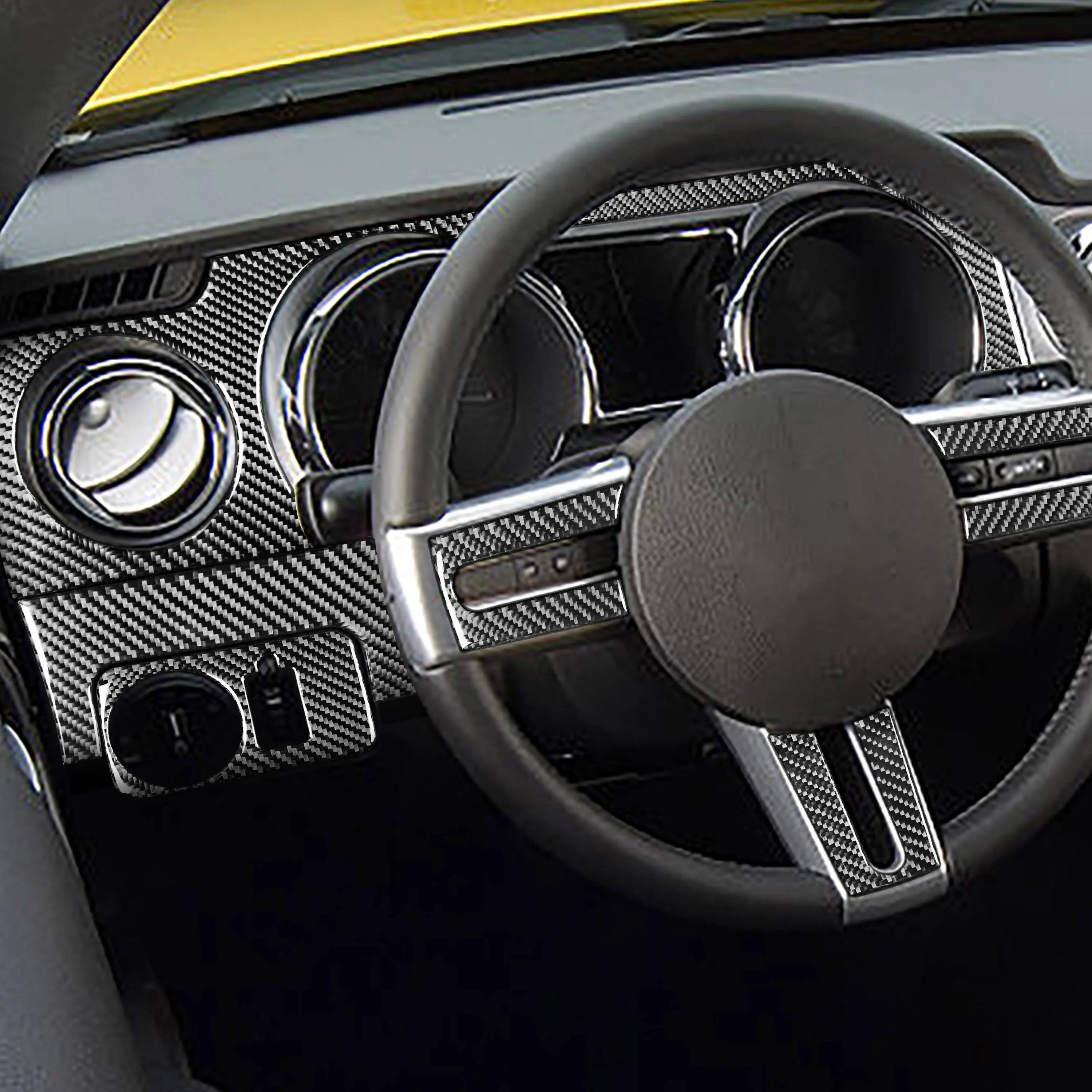 For Ford Mustang GT 2005—2009 Car Accessories Carbon Fiber Interior Door Console Gear AC Vent Panel Trim Sticker Modification