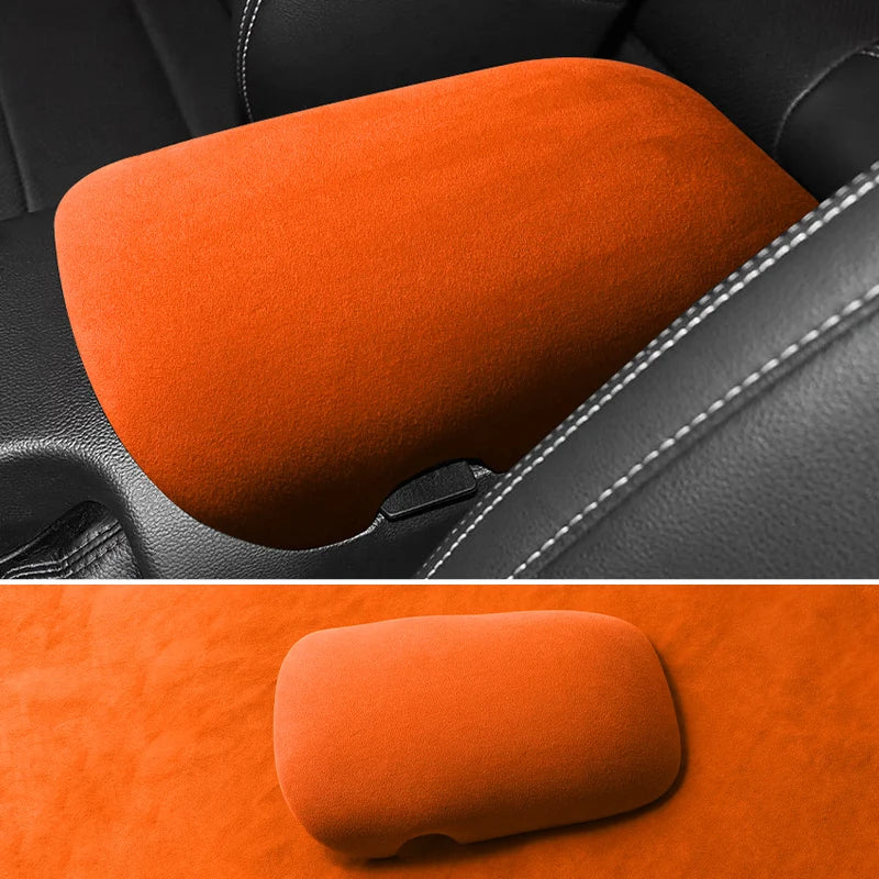 Made of Alcantara For Mustang Seat Armrest Box Boot Cover Decorative Trim Sticker Car Interior Performance Tuning Accessories