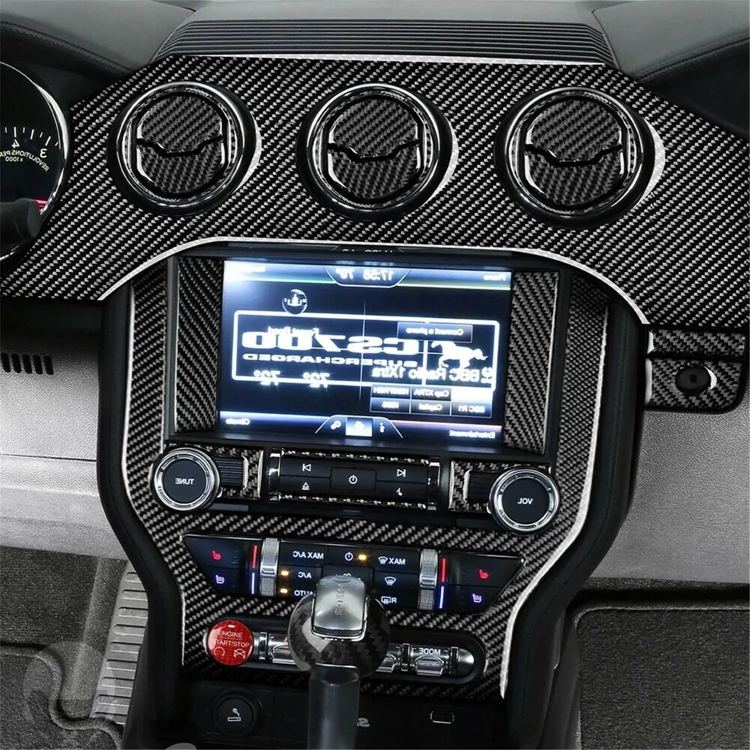 31Pcs Carbon Fiber Interior Dashboard Full Set Cover Car Stickers For Ford Mustang 2015-2019 Car Interior Accessories