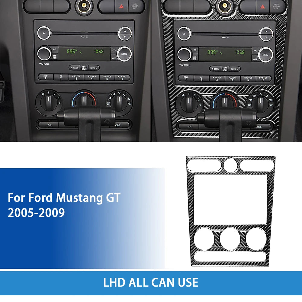 For Ford Mustang GT 2005—2009 Car Accessories Carbon Fiber Interior Door Console Gear AC Vent Panel Trim Sticker Modification