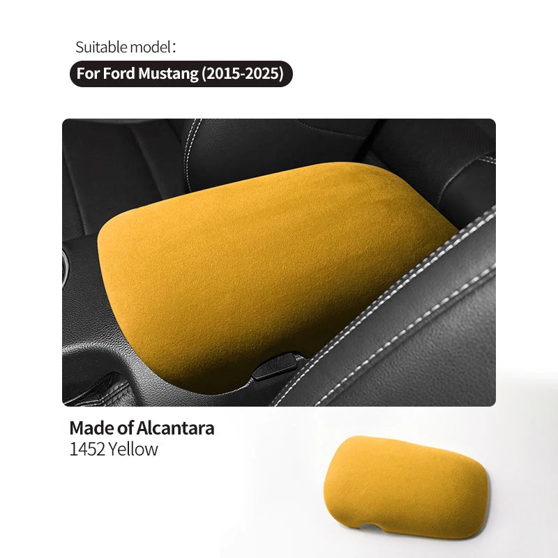 Made of Alcantara For Mustang Seat Armrest Box Boot Cover Decorative Trim Sticker Car Interior Performance Tuning Accessories