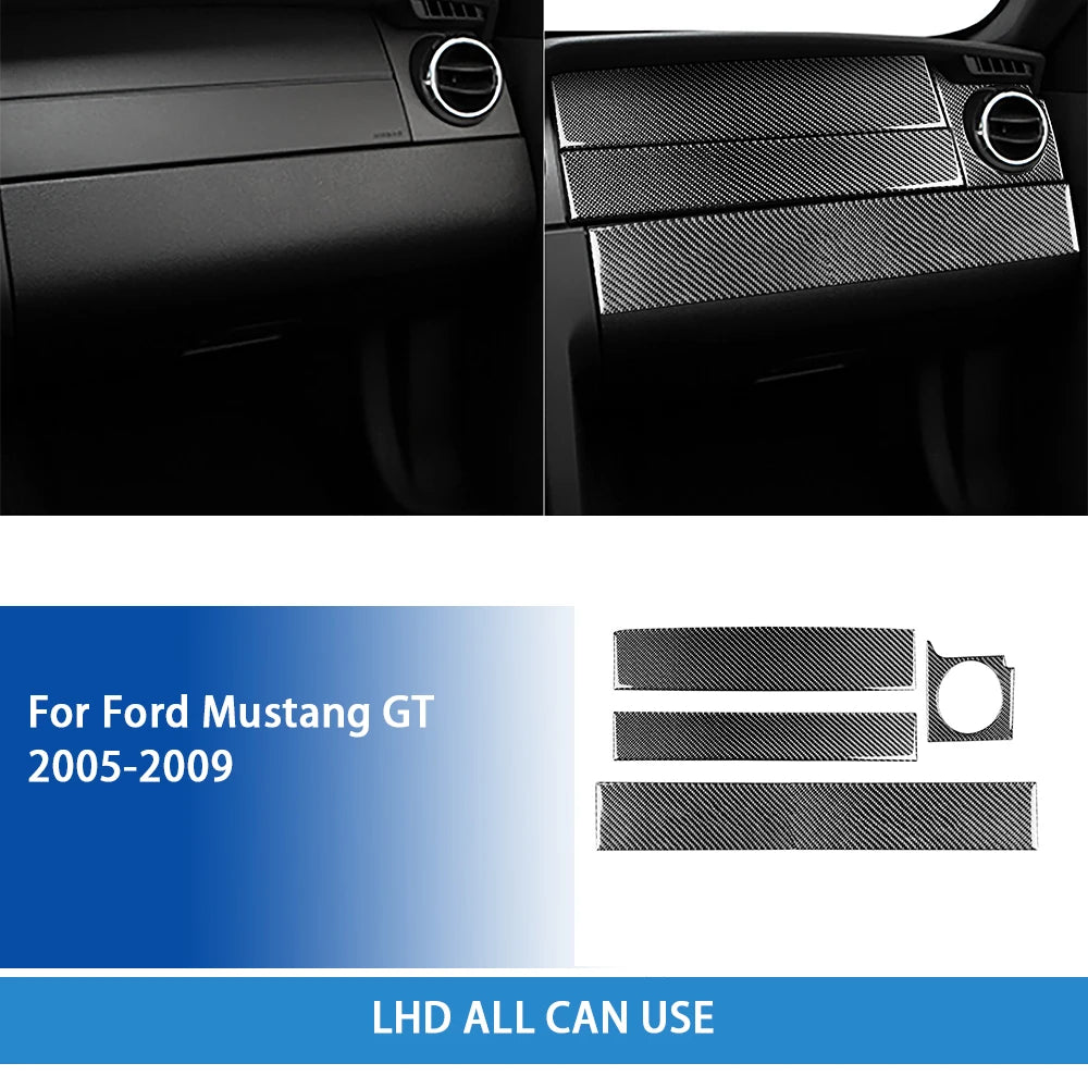 For Ford Mustang GT 2005—2009 Car Accessories Carbon Fiber Interior Door Console Gear AC Vent Panel Trim Sticker Modification