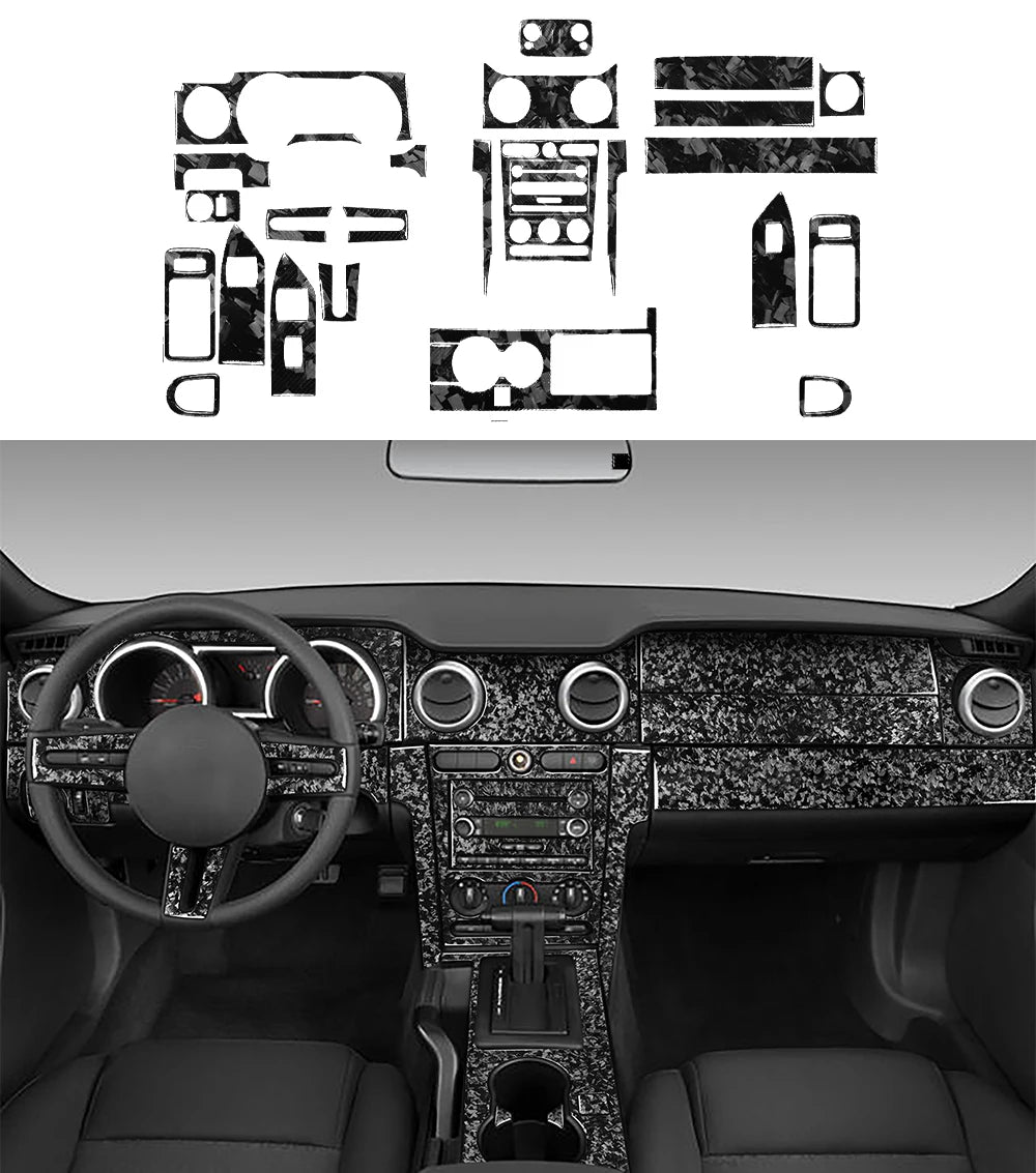 For Ford Mustang GT 2005—2009 Car Accessories Carbon Fiber Interior Door Console Gear AC Vent Panel Trim Sticker Modification