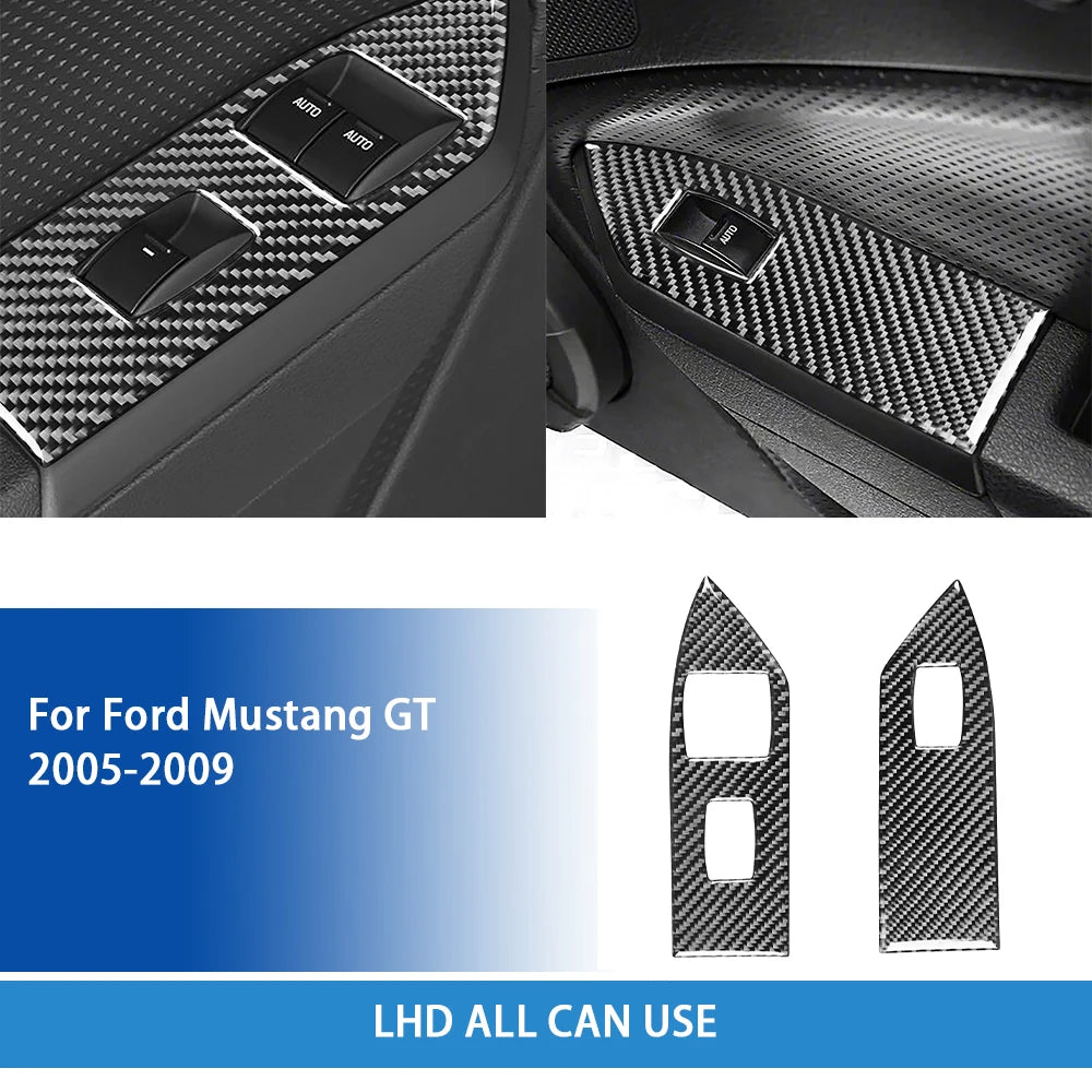 For Ford Mustang GT 2005—2009 Car Accessories Carbon Fiber Interior Door Console Gear AC Vent Panel Trim Sticker Modification