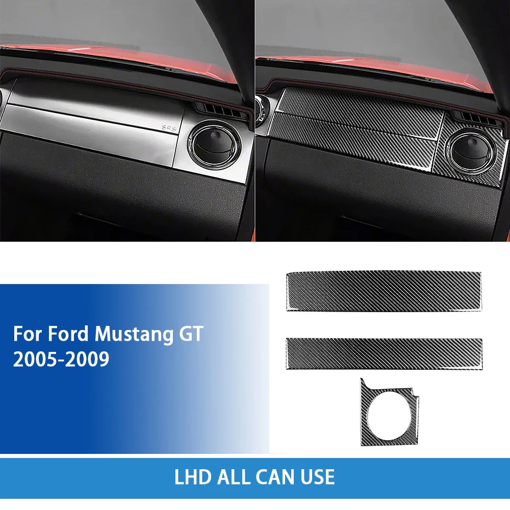 For Ford Mustang GT 2005—2009 Car Accessories Carbon Fiber Interior Door Console Gear AC Vent Panel Trim Sticker Modification