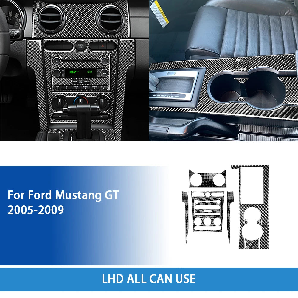 For Ford Mustang GT 2005—2009 Car Accessories Carbon Fiber Interior Door Console Gear AC Vent Panel Trim Sticker Modification