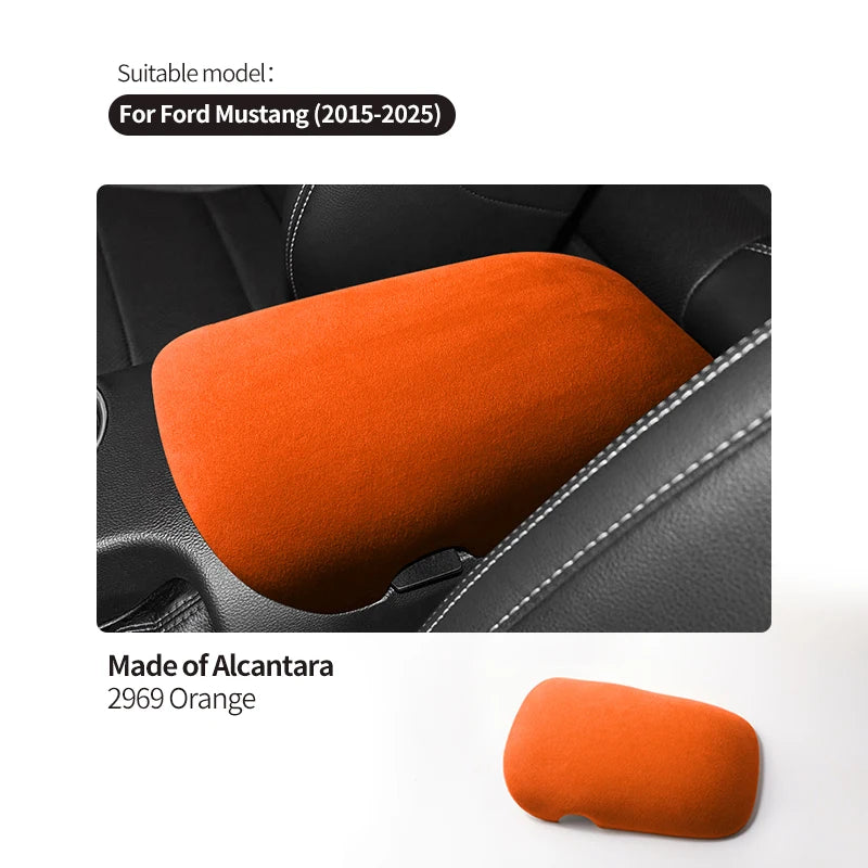 Made of Alcantara For Mustang Seat Armrest Box Boot Cover Decorative Trim Sticker Car Interior Performance Tuning Accessories