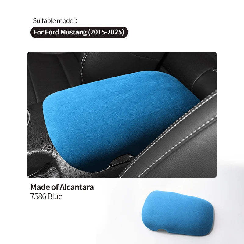 Made of Alcantara For Mustang Seat Armrest Box Boot Cover Decorative Trim Sticker Car Interior Performance Tuning Accessories