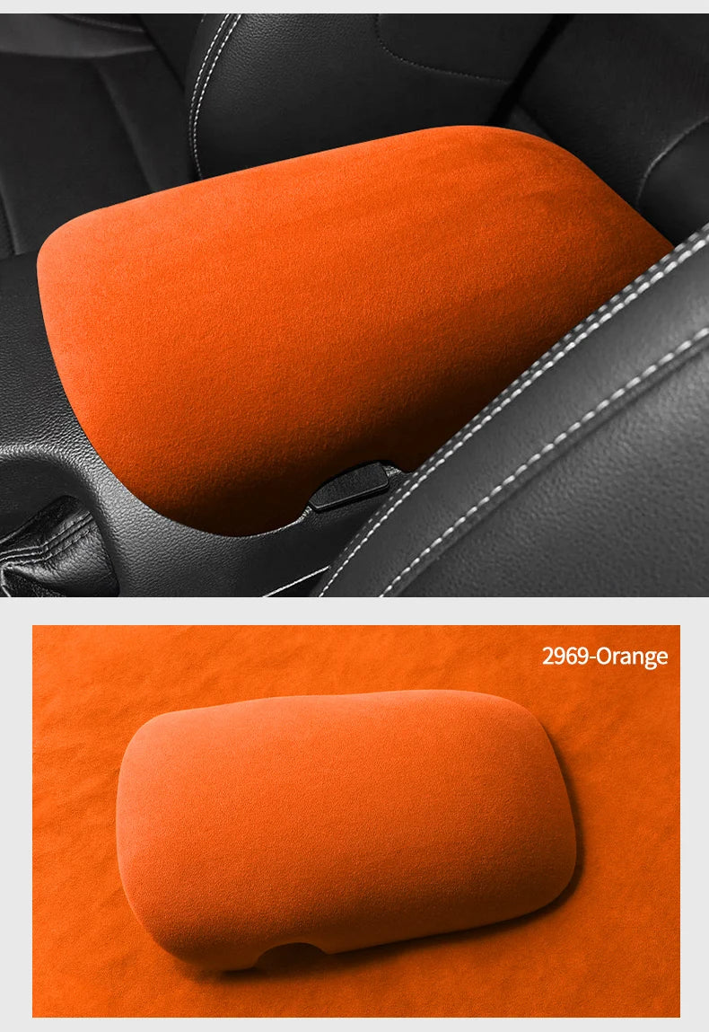 Made of Alcantara For Mustang Seat Armrest Box Boot Cover Decorative Trim Sticker Car Interior Performance Tuning Accessories