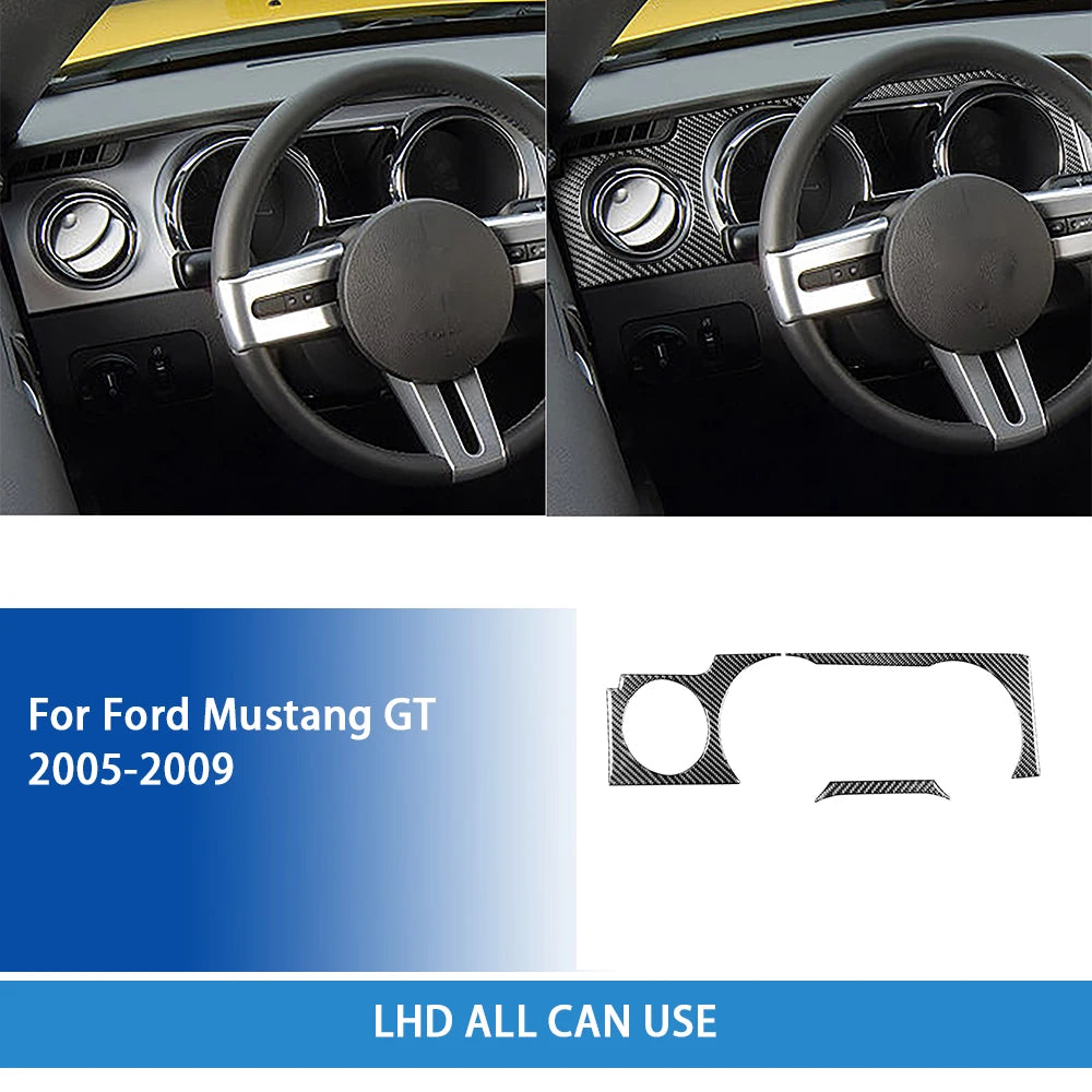 For Ford Mustang GT 2005—2009 Car Accessories Carbon Fiber Interior Door Console Gear AC Vent Panel Trim Sticker Modification