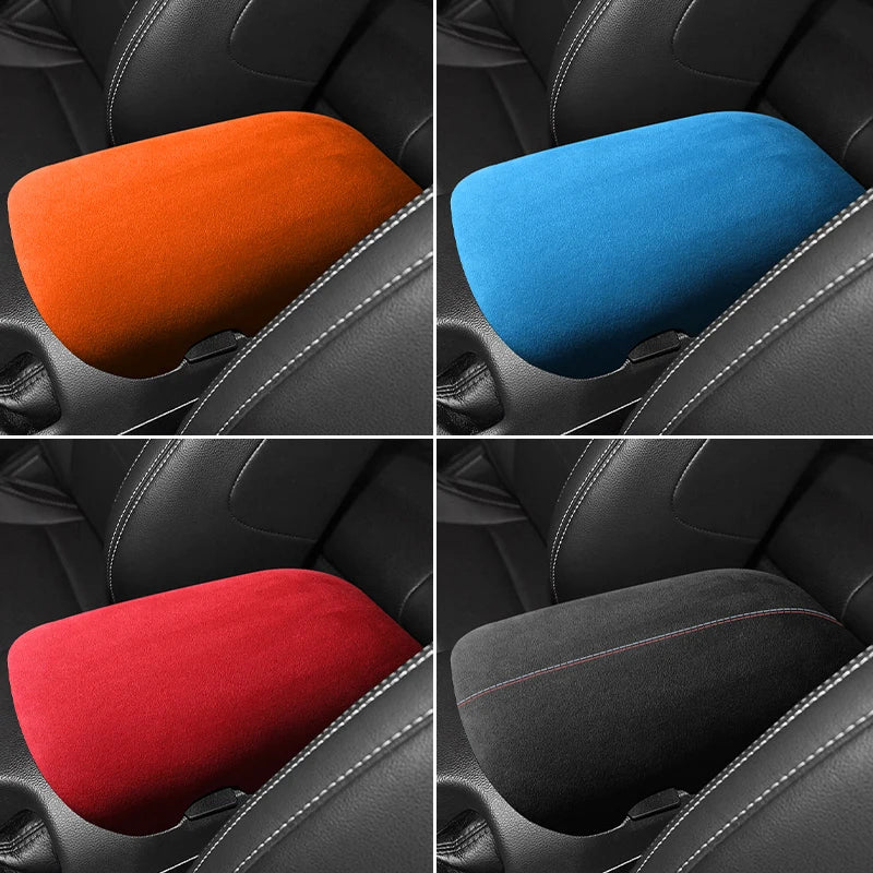 Made of Alcantara For Mustang Seat Armrest Box Boot Cover Decorative Trim Sticker Car Interior Performance Tuning Accessories
