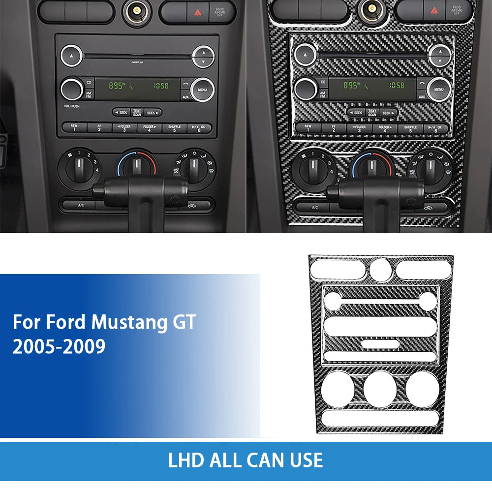 For Ford Mustang GT 2005—2009 Car Accessories Carbon Fiber Interior Door Console Gear AC Vent Panel Trim Sticker Modification
