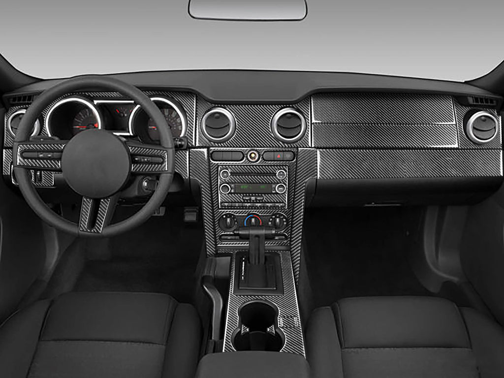 For Ford Mustang GT 2005—2009 Car Accessories Carbon Fiber Interior Door Console Gear AC Vent Panel Trim Sticker Modification