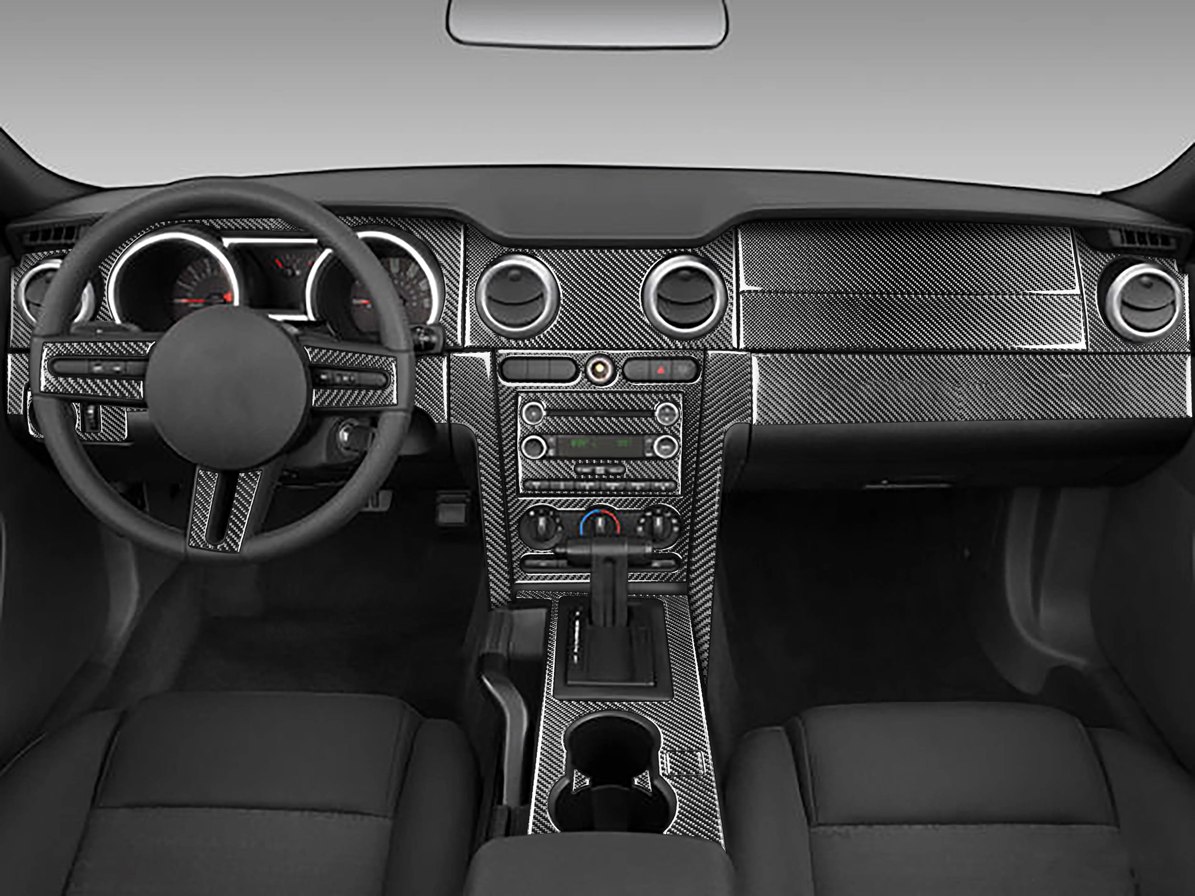 For Ford Mustang GT 2005—2009 Car Accessories Carbon Fiber Interior Door Console Gear AC Vent Panel Trim Sticker Modification